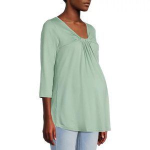 Times Two Twist Neck Jersey Three-Quarter Sleeve Maternity Top/NWT/ Large